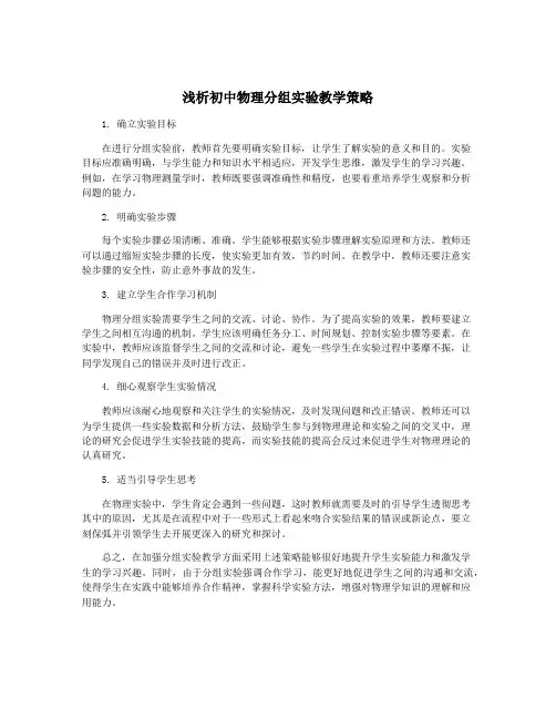 浅析初中物理分组实验教学策略
