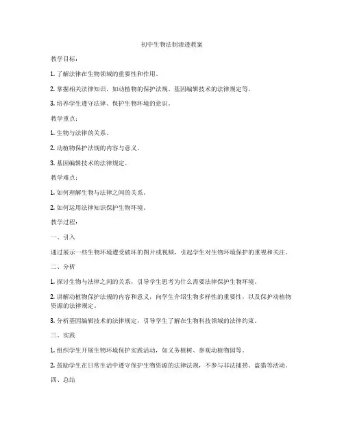初中生物法制渗透教案