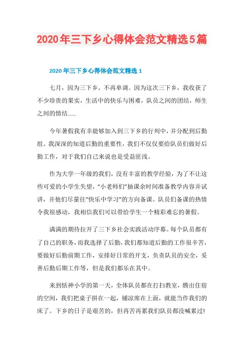 2020年三下乡心得体会范文精选5篇