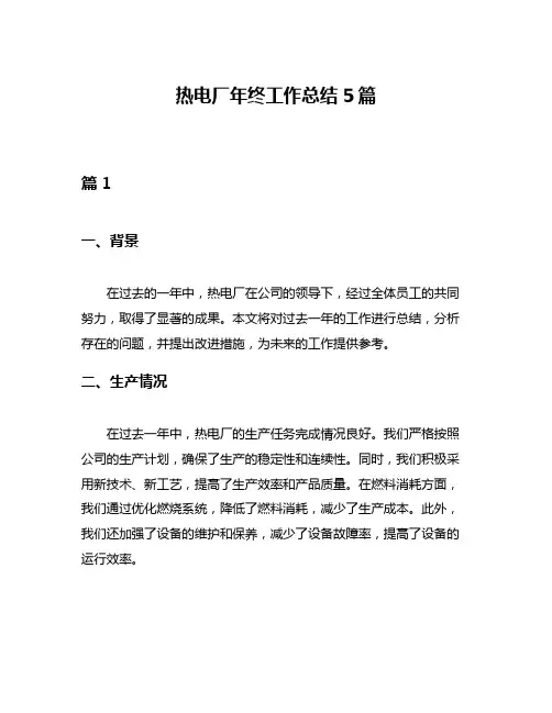 热电厂年终工作总结5篇