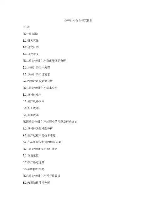 沙棘汁可行性研究报告
