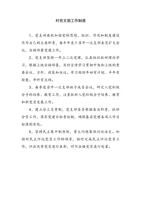 村党支部工作制度