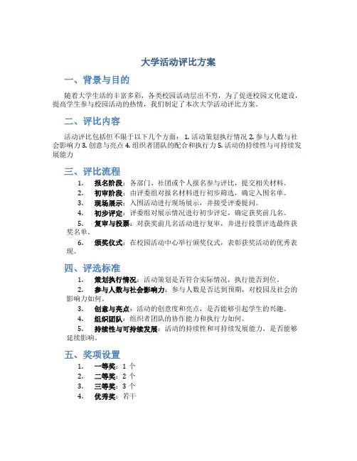 大学活动评比方案