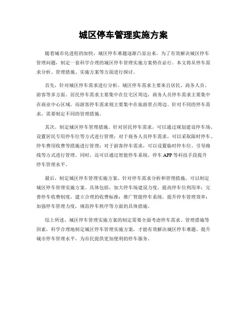 城区停车管理实施方案