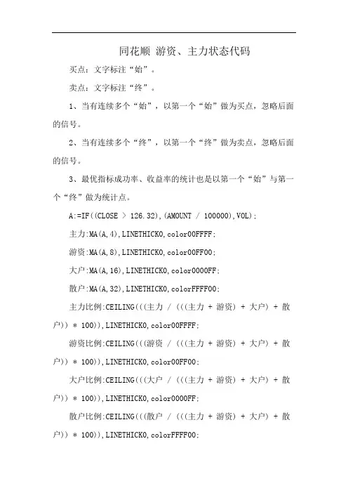 同花顺 游资、主力状态代码