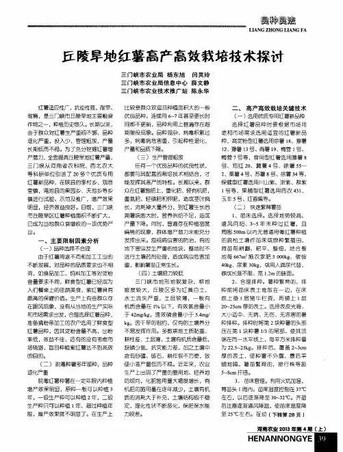 丘陵旱地红薯高产高效栽培技术探讨
