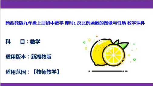 新湘教版九年级上册初中数学 课时1 反比例函数的图像与性质 教学课件