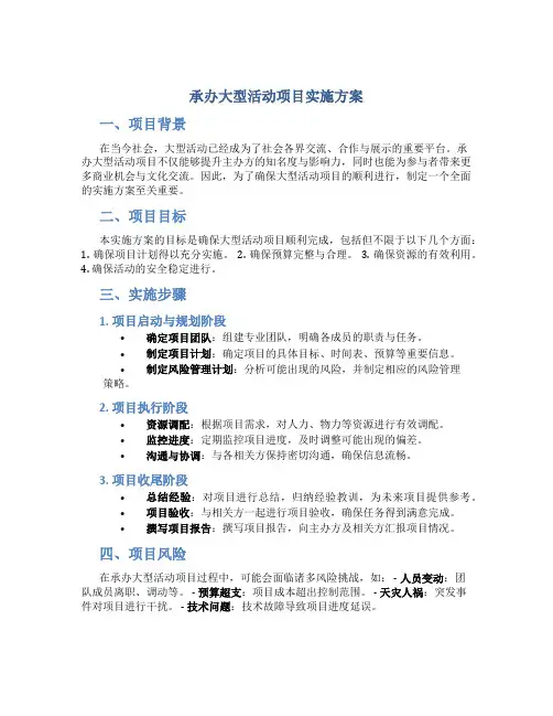 承办大型活动项目实施方案