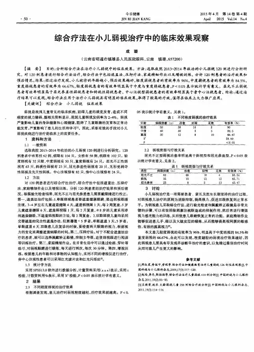 综合疗法在小儿弱视治疗中的临床效果观察