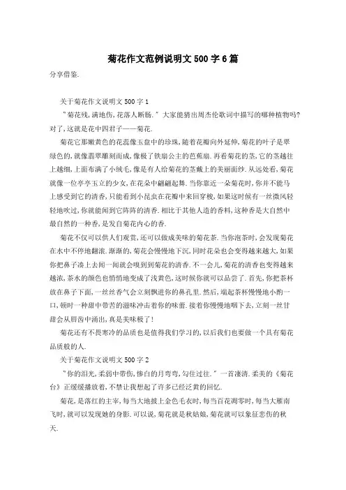 菊花作文范例说明文500字6篇