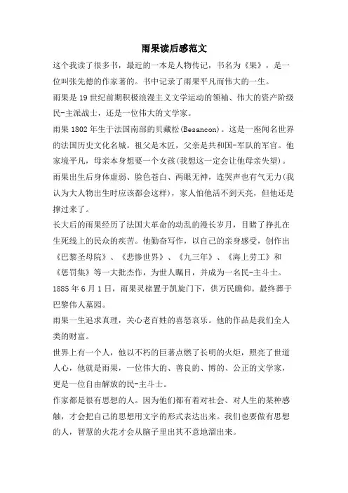 雨果读后感范文
