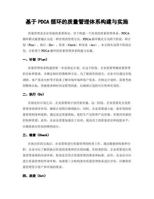 基于PDCA循环的质量管理体系构建与实施