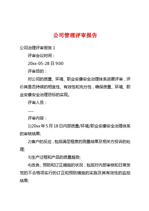 公司管理评审报告