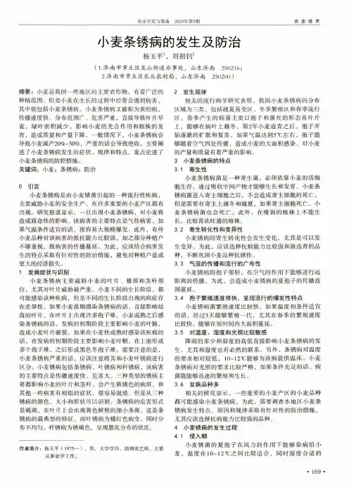 小麦条锈病的发生及防治