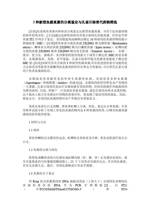 3种新型鱼源真菌的分离鉴定与孔雀石绿替代药物筛选