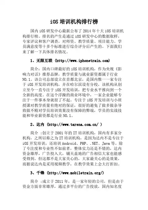 iOS培训机构排行榜