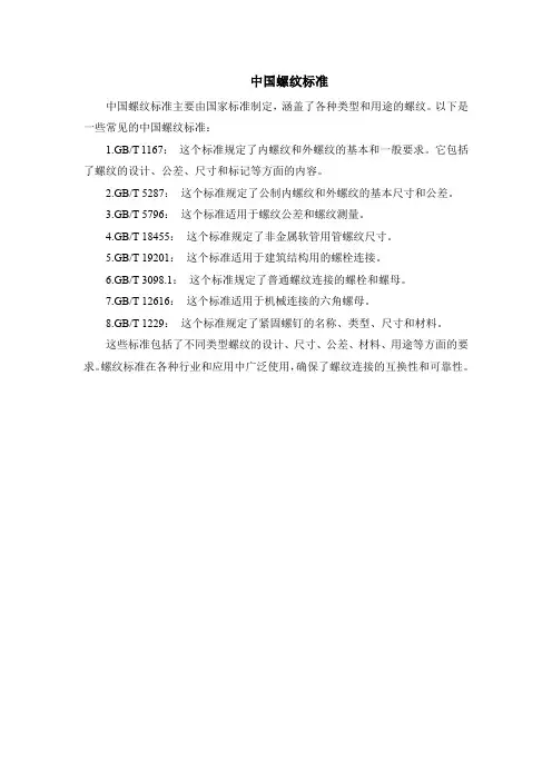 中国螺纹标准