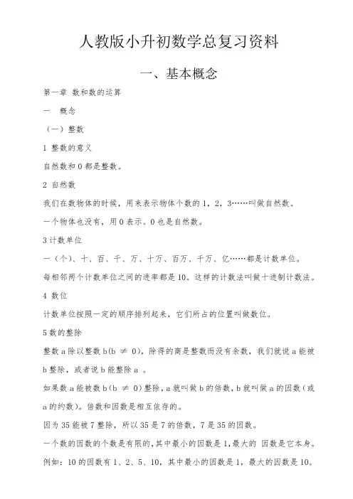 人教版小升初数学总复习资料 53页