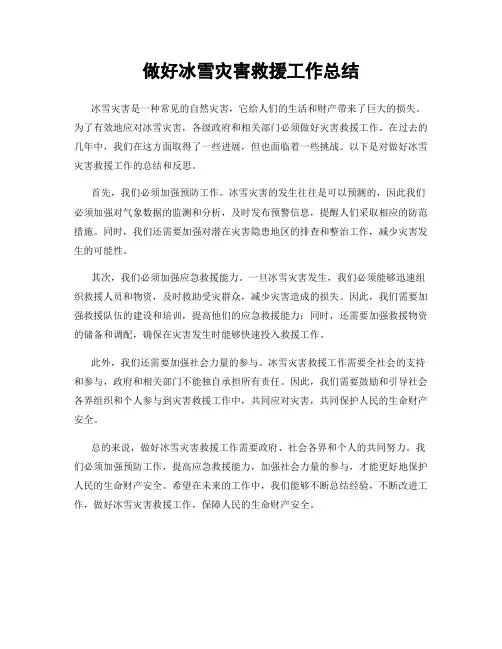 做好冰雪灾害救援工作总结