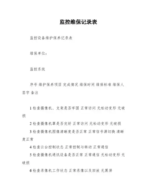 监控维保记录表