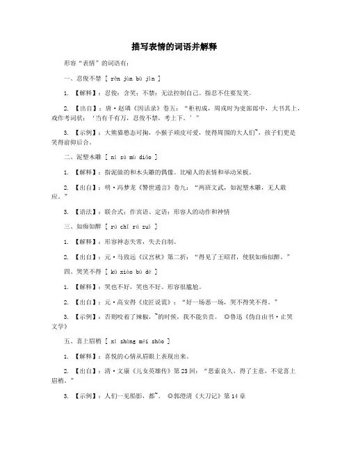 描写表情的词语并解释