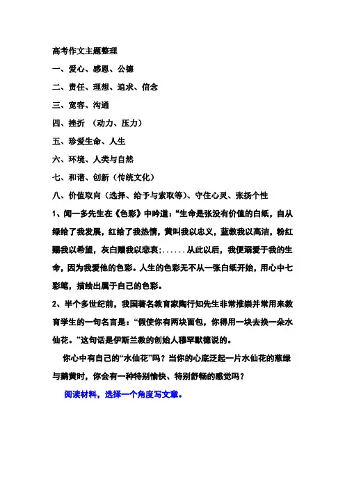 高考作文主题整理