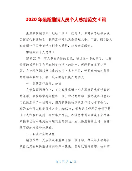 2020年最新推销人员个人总结范文4篇