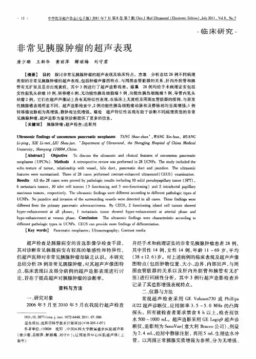 非常见胰腺肿瘤的超声表现