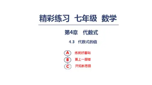 浙教版七年级数学上册练习课件：第4章 代数式 4.3 代数式的值(共13张PPT)