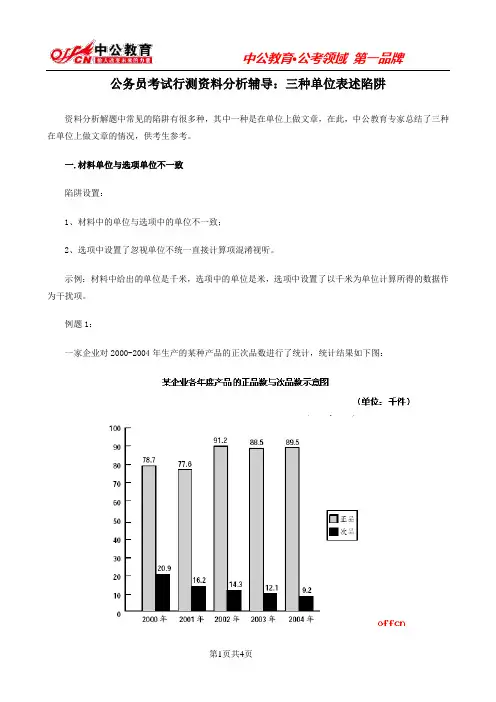 公务员考试行测资料分析辅导：三种单位表述陷阱