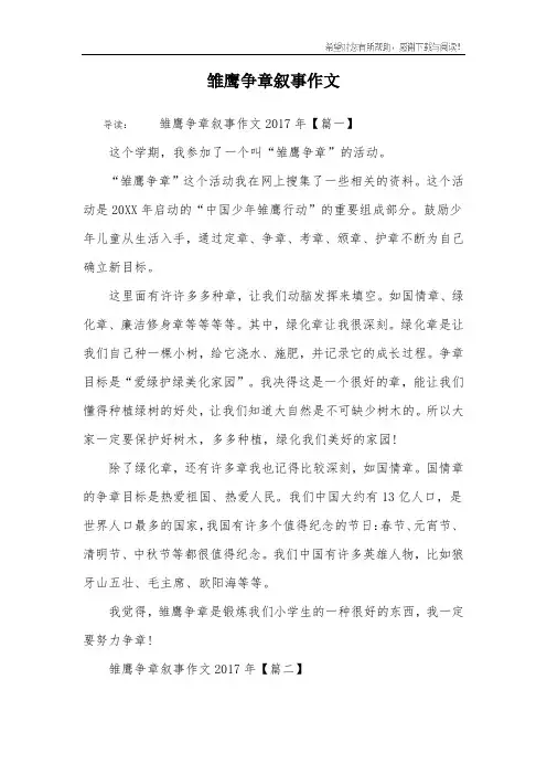 雏鹰争章叙事作文