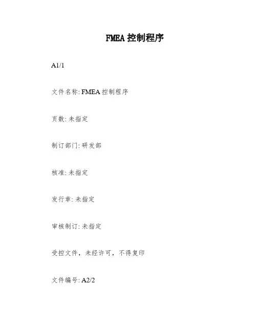 FMEA控制程序