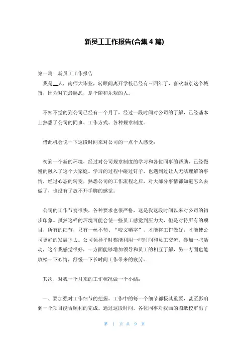 新员工工作报告(合集4篇)