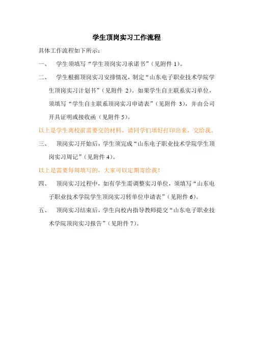 学生顶岗实习流程