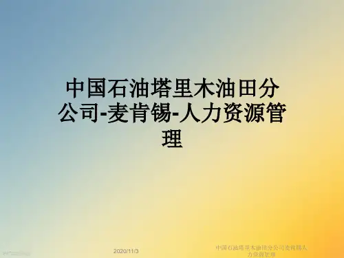 中国石油塔里木油田分公司麦肯锡人力资源管理