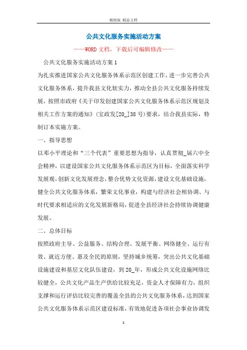 公共文化服务实施活动方案