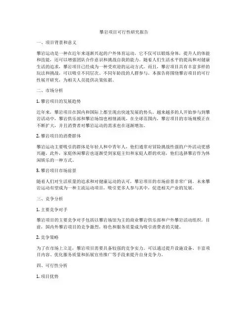 攀岩项目可行性研究报告