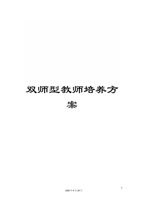 双师型教师培养方案