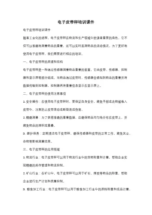 电子皮带秤培训课件