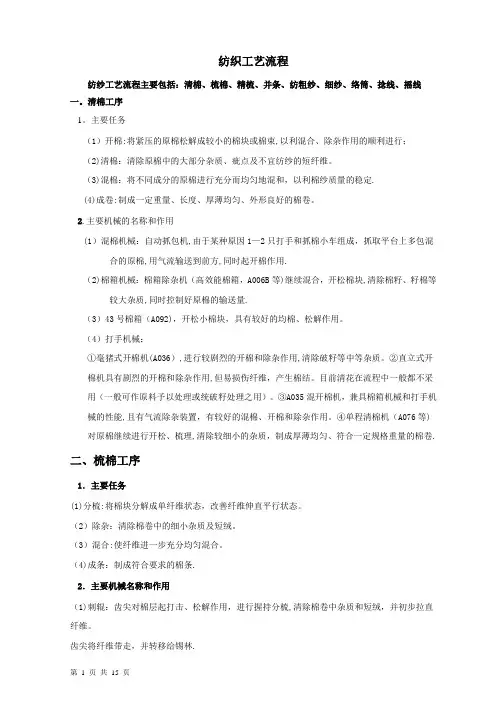 纺织工艺流程
