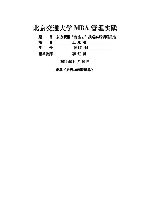某公司“走出去”战略实践调研报告(doc 17页)(正式版)
