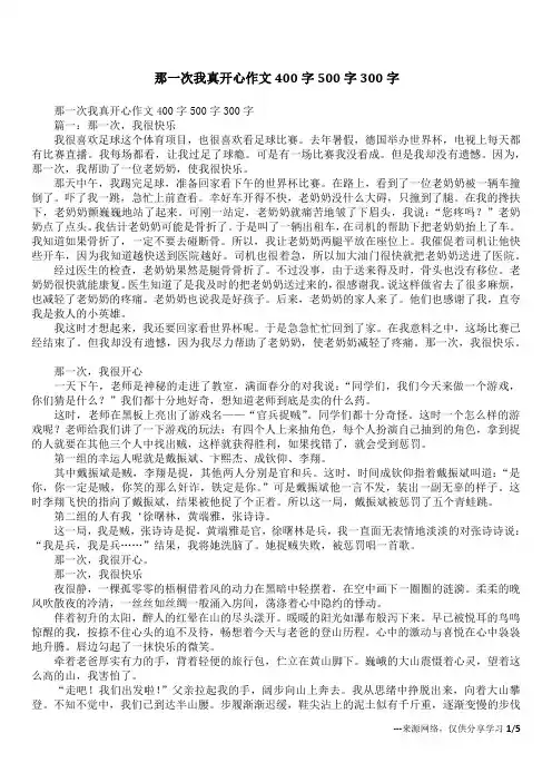 那一次我真开心作文400字500字300字