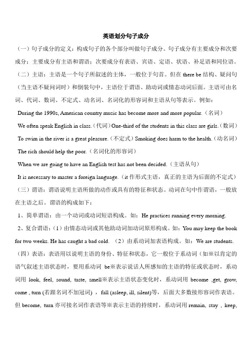 英语划分句子成分练习题及答案
