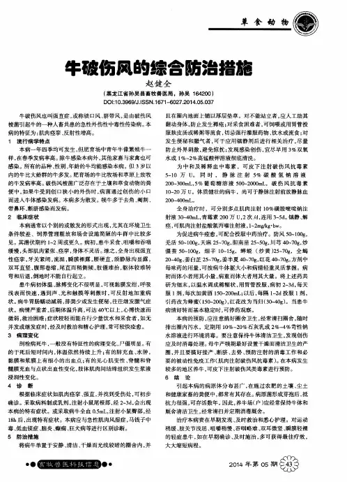 牛破伤风的综合防治措施