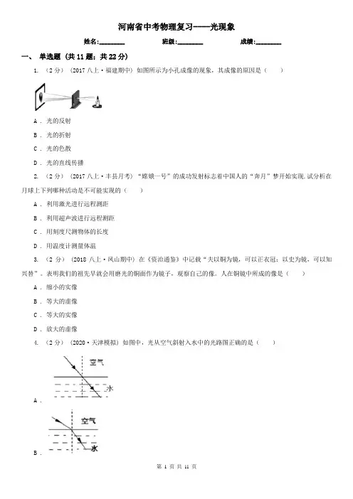 河南省中考物理复习----光现象