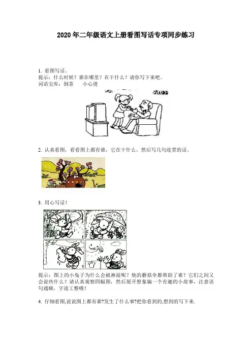 2020年二年级语文上册看图写话专项同步练习