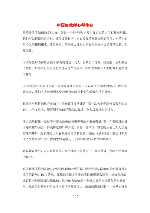 中国好教师心得体会