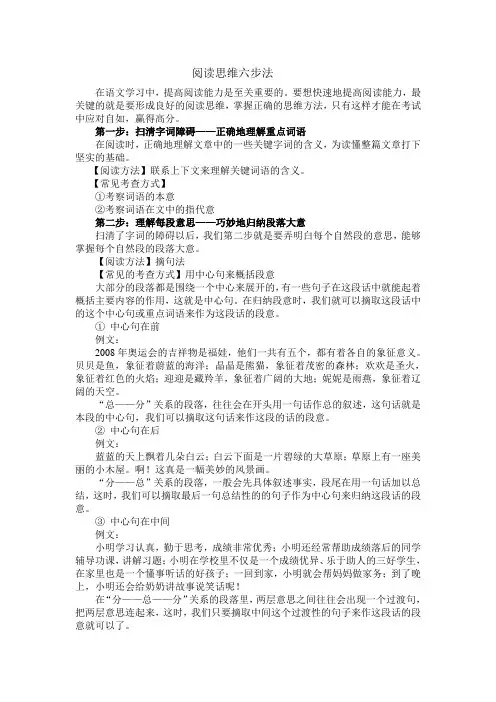 阅读思维六步法