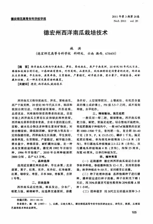 德宏州西洋南瓜栽培技术