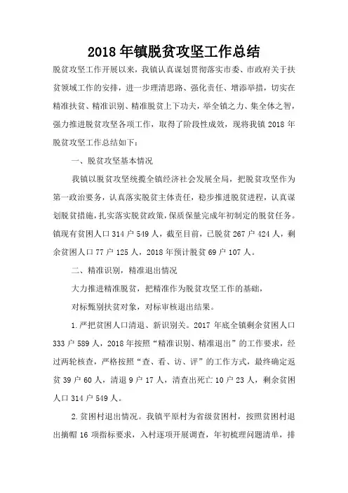 2018年镇脱贫攻坚工作总结